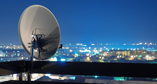 Satellite tv mounted on a balcony